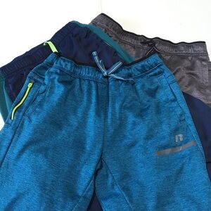 Russell Athletic Joggers Pants Boys Sz XL (14-16) Blue Green Gray Lot of 3